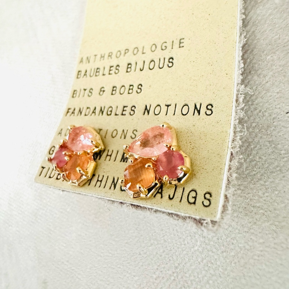 Anthropologie Pink and Orange Gemstone Earrings